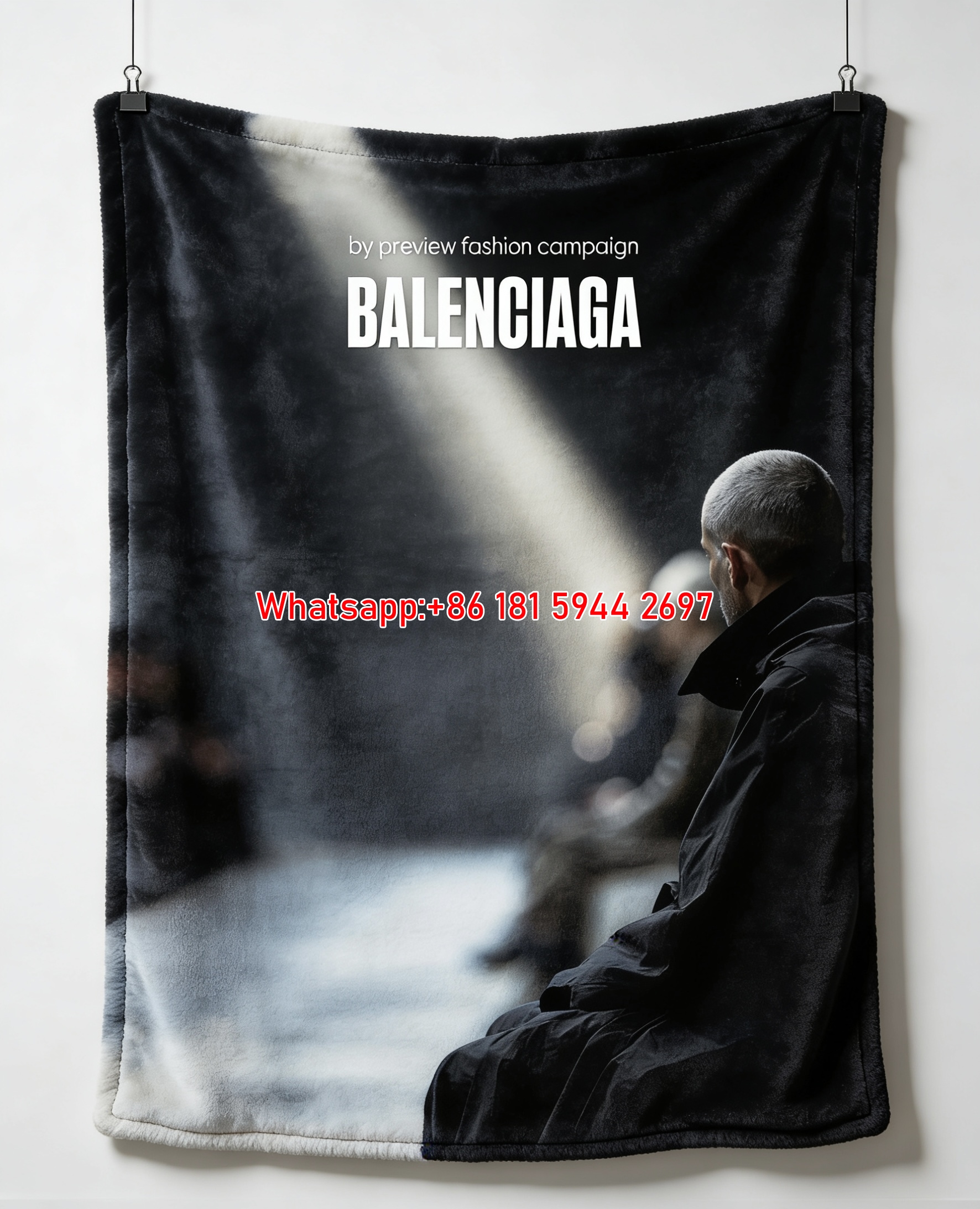 Balenciaga Moody Light Flannel Throw Blanket for Sofa and Wall Decor BA491